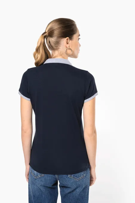 Polo piqué bicolore femme