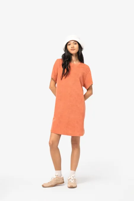 Robe t-shirt écoresponsable en éponge à épaules tombantes femme