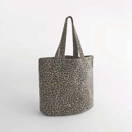 Sac cabas en toile imprimé léopard