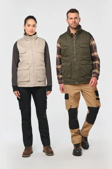 Gilet polycoton multipoches rembourré unisexe