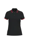 Polo femme manches courtes à liserés contrastés