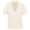 Chemise à col bowling manches courtes en lin femme